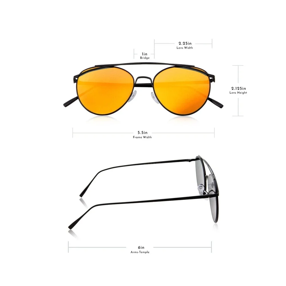 Sunglasses Women OS Black Brand New Madden NYC Aviator Double Bridge Orange Lens